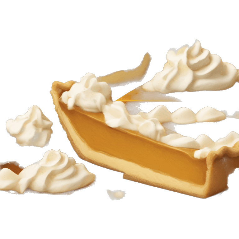 Aesthetic pumpkin pie slice: A perfectly cut pie slice with whipped cream, in shades of muted caramel, cream, and gold. emoji