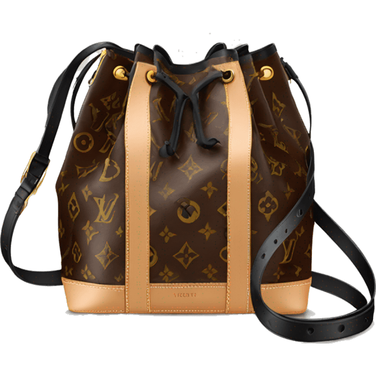 Brown Louis Vuitton neo noe bag with black strap emoji