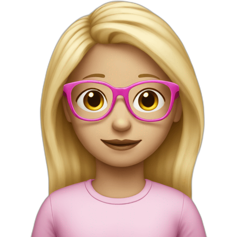 blond child girl with blond hair and pink glasses emoji