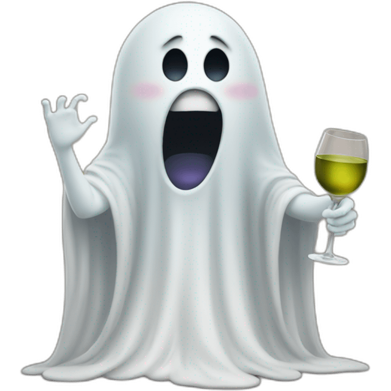 crying ghost holding wine emoji