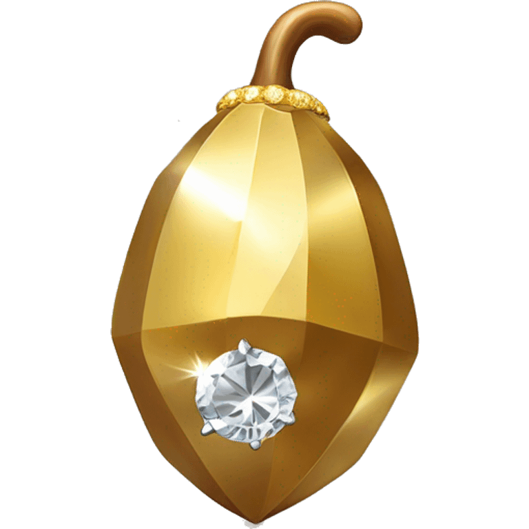 a Diamond Acorn, sparkling cut diamond, with stem of gold emoji