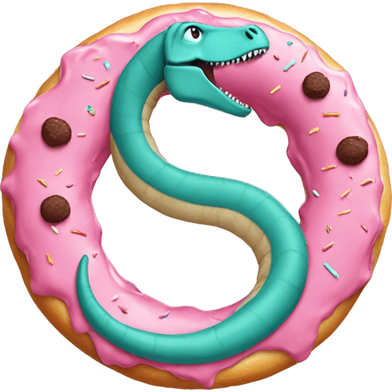 Long neck Dinosaur in a doughnut ring  emoji