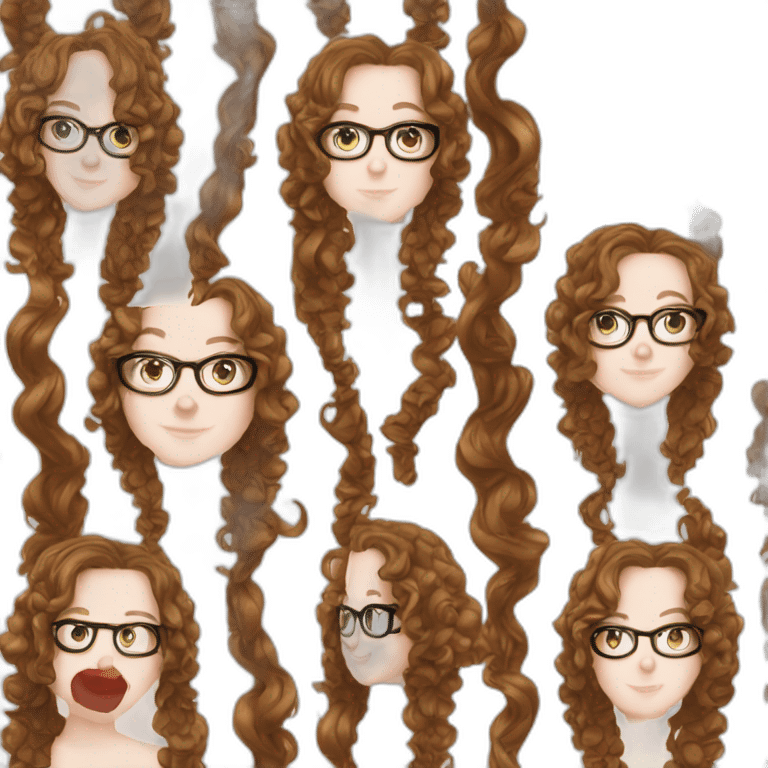 white girl with curly hair and glasses emoji