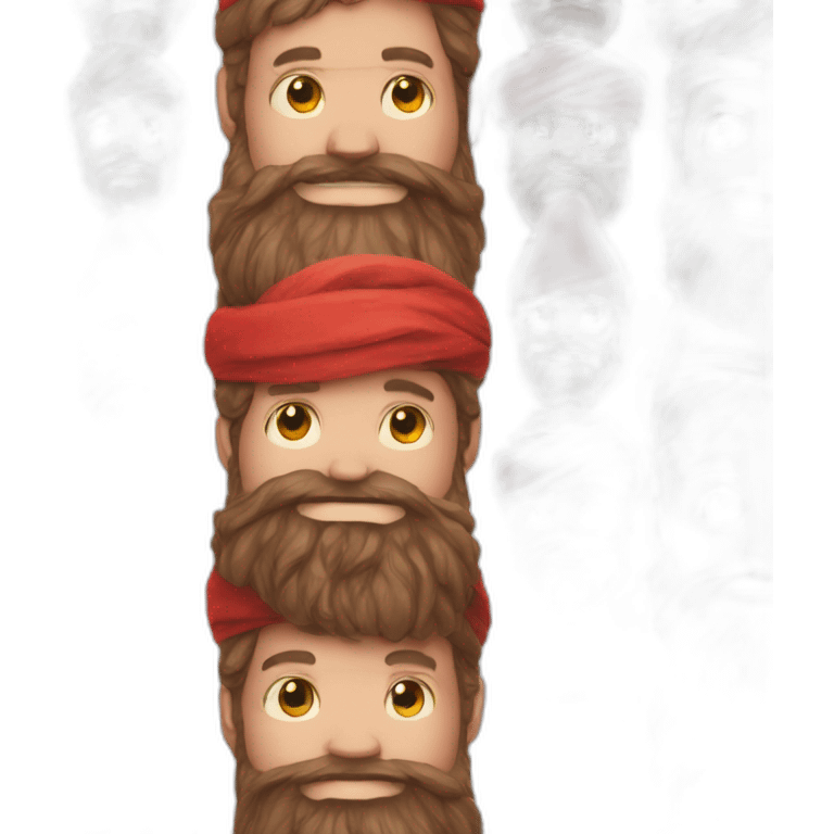 white man wearing big red turban + dark brown big beard emoji