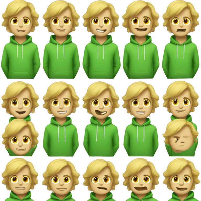 Blonde guy in a green hoodie emoji