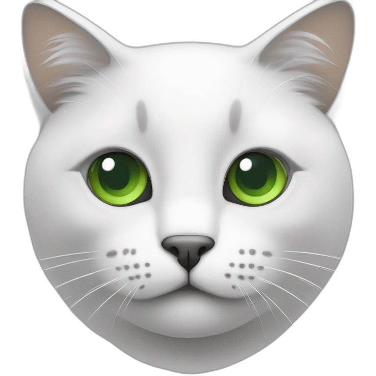 Chat blanc et gris avec les yeux vert emoji