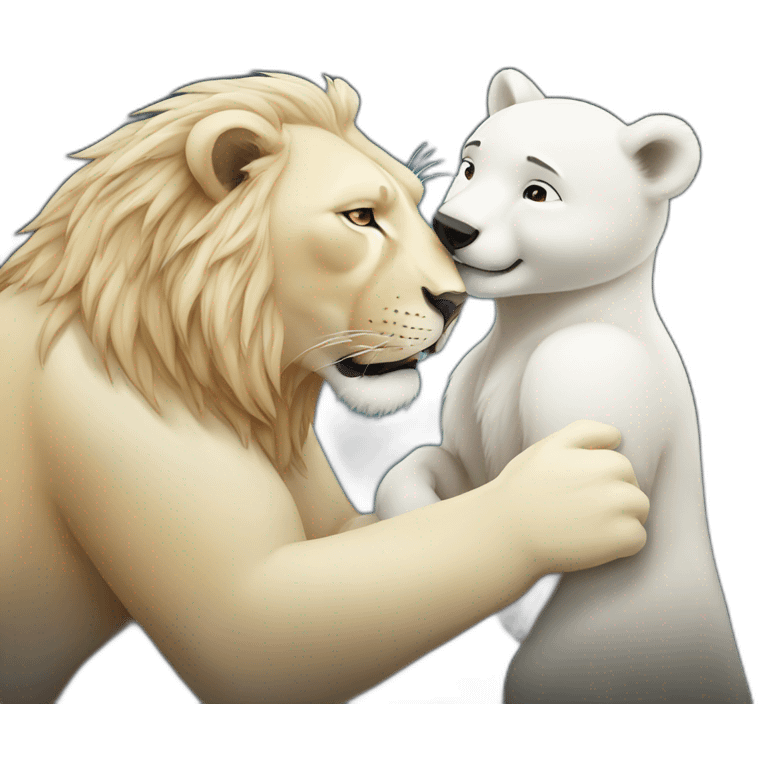 Lion Kisses polar bear emoji