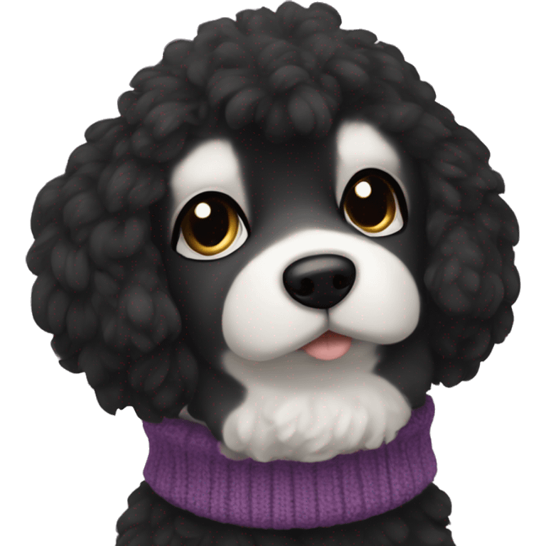 Black and furry finnish lappdog with sweater  emoji