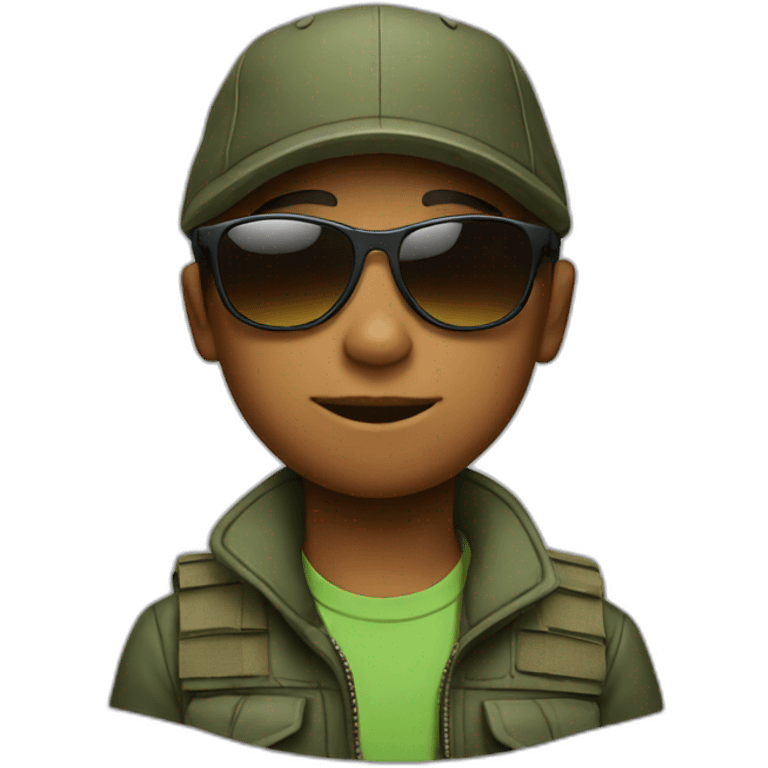  boy with sniper sunglasses and cap emoji