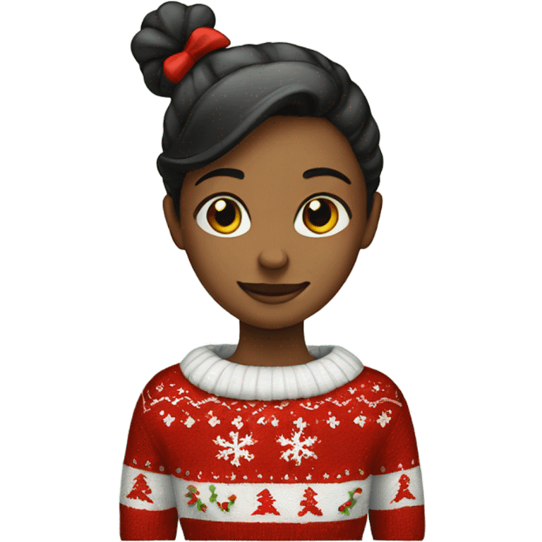 Girl with Christmas sweater emoji