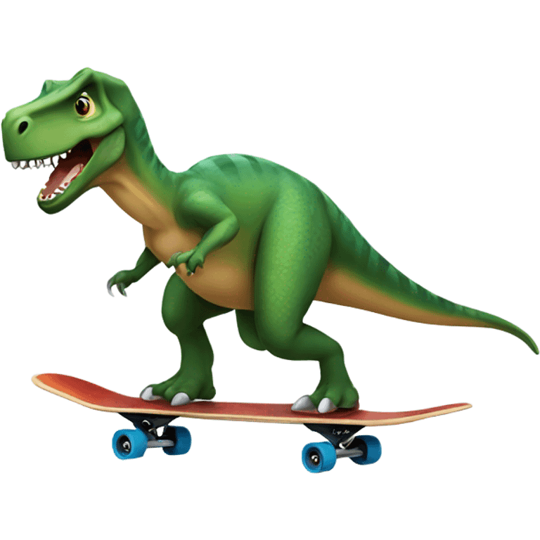 Dinosaur riding a skateboard  emoji