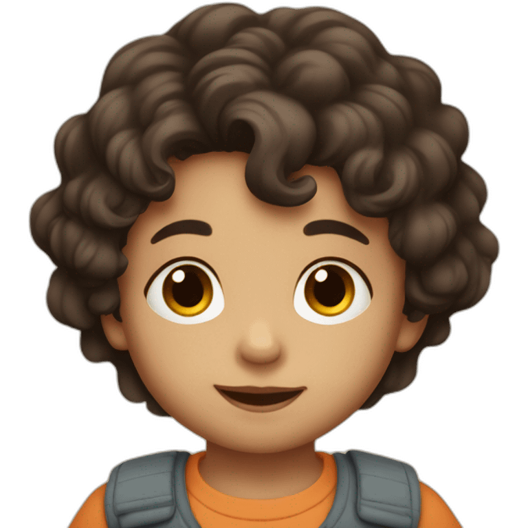 Toddler boy with wavy dark hair and brown eyes emoji