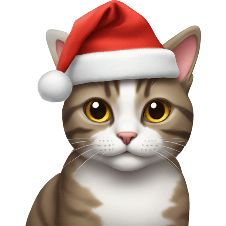 Cat wearing a Christmas hat emoji