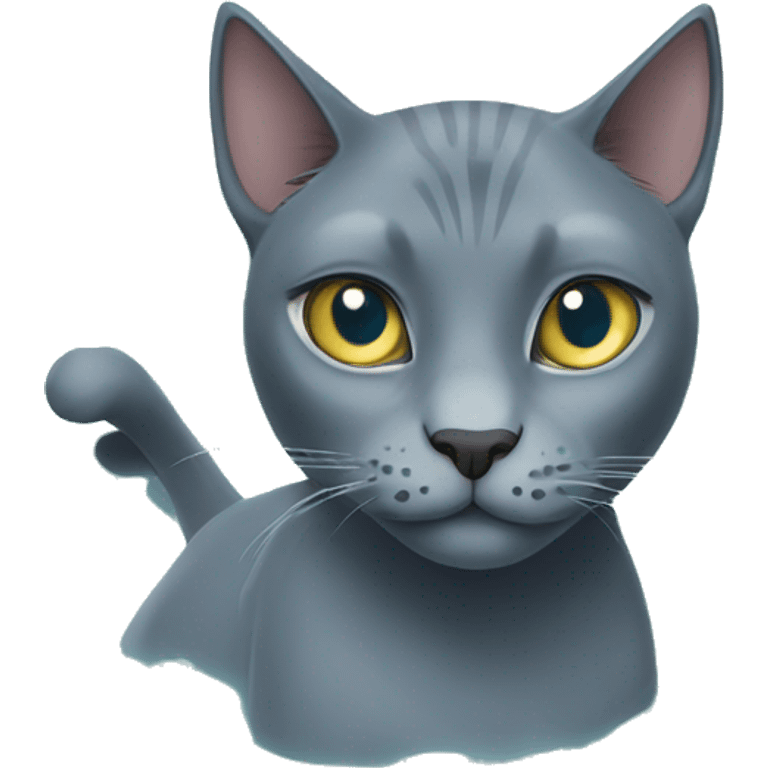 Russian blue cat queen in a swimming pool  emoji