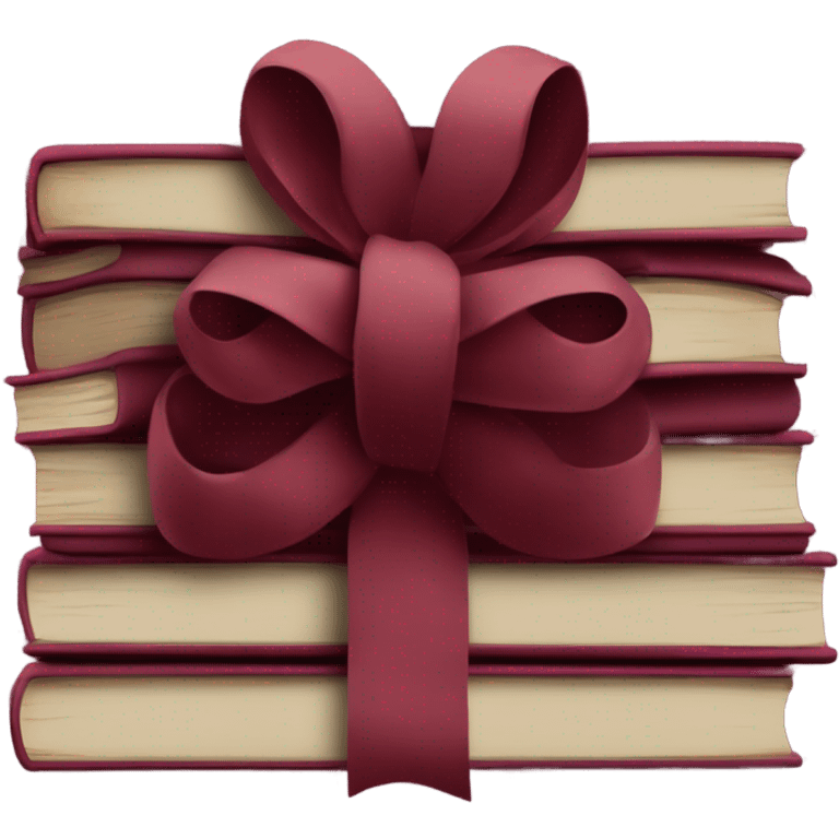 burgundy books stacked up and tied together by a burgundy bow emoji