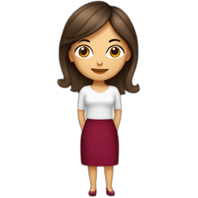 Mujer blanca, cabello vino y cerquillo emoji