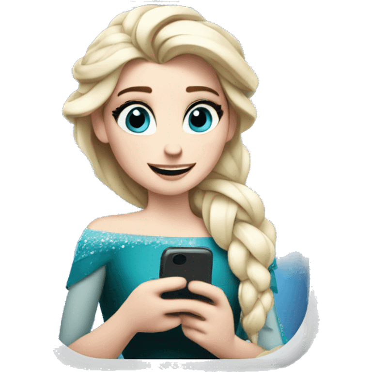 Elsa texting on an iPhone  emoji