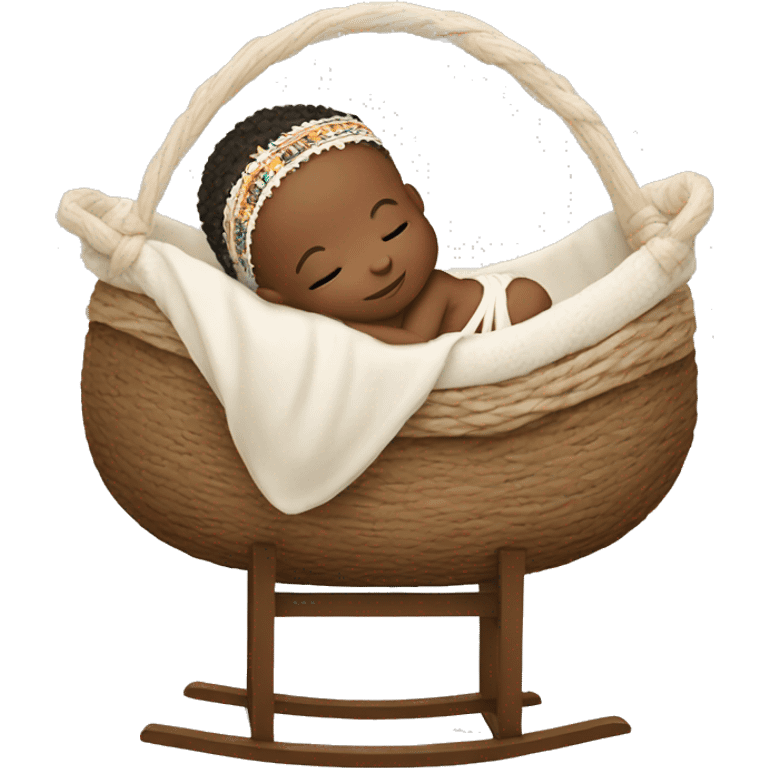 white newborn in boho cradle emoji