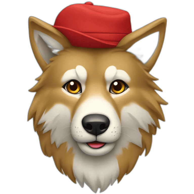 Un lobo con gorro emoji