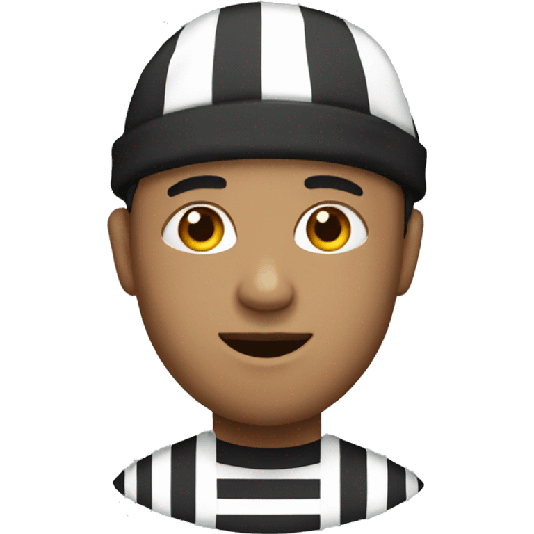 man with beanie and white and black striped shirt emoji