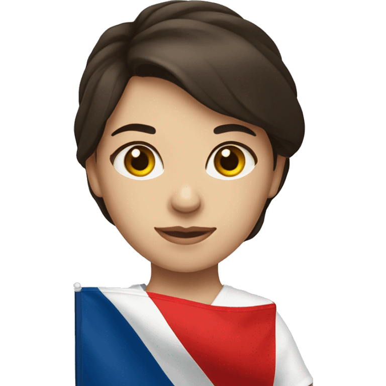 Brunette girl holding a Russian flag emoji