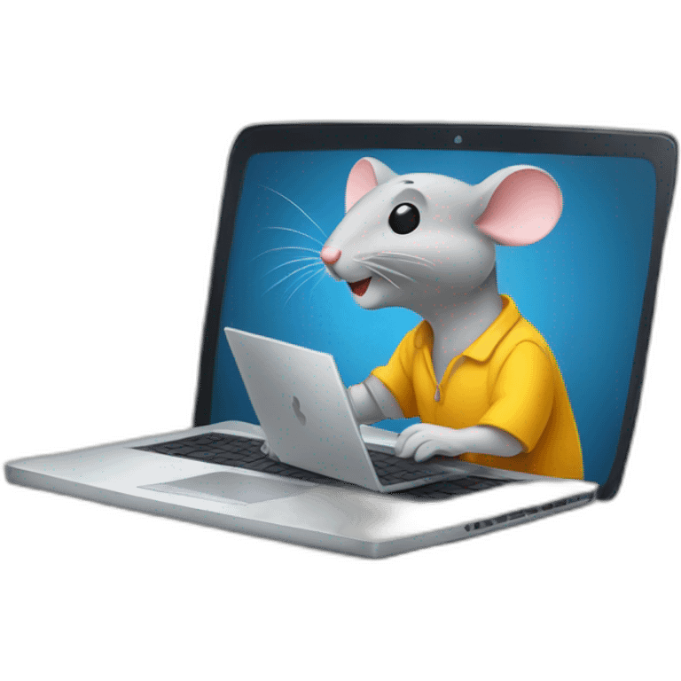 a mouse working on a laptop emoji