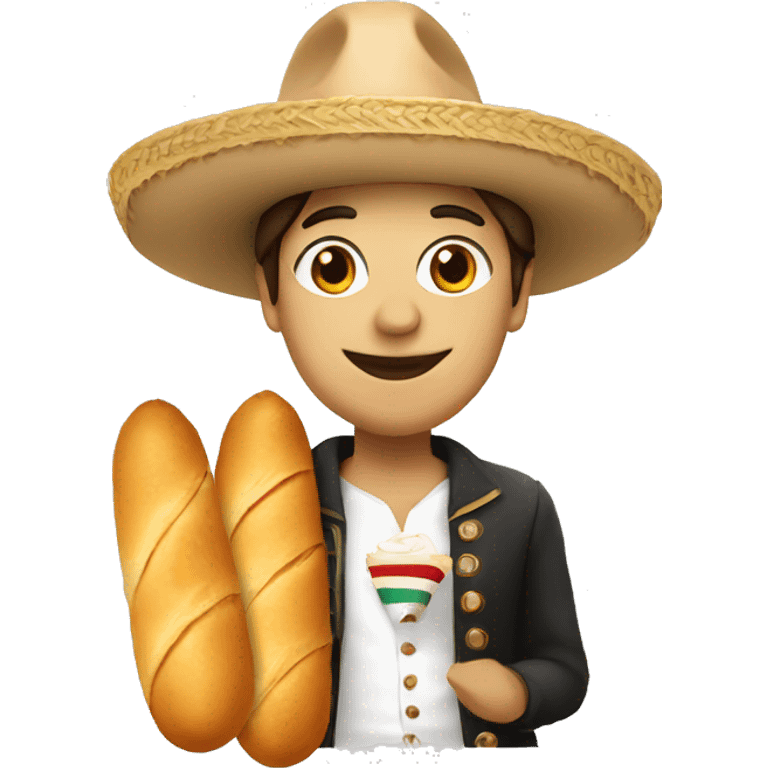 parisian with mexican hat and a baguette emoji