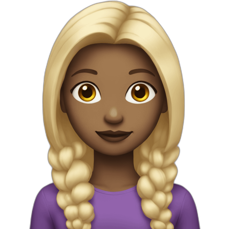 A girl with blonde hair and purple skin emoji