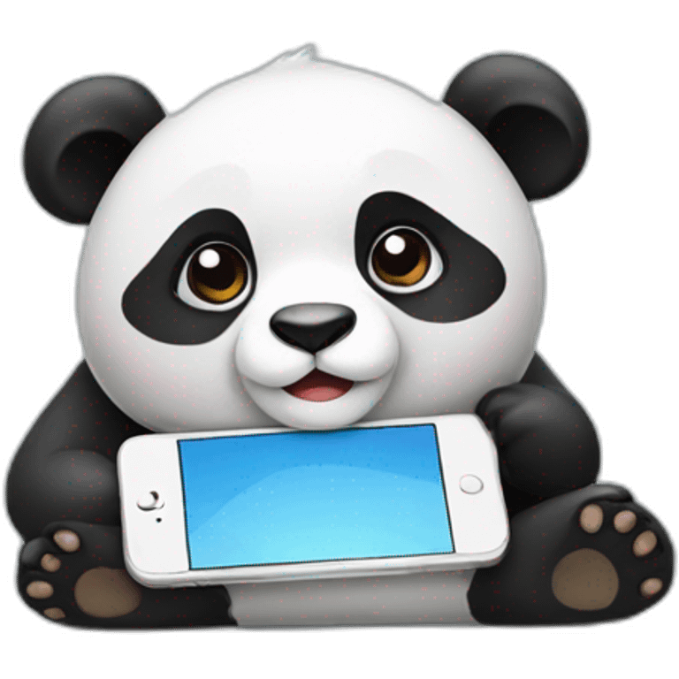 Panda lying with iphone emoji