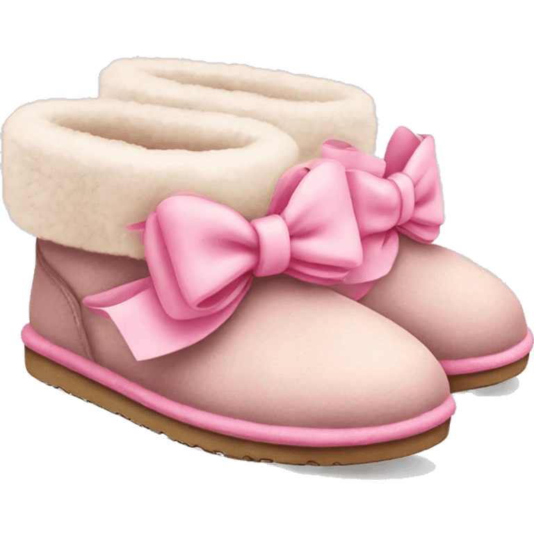 cute ugg slippers with pink bow emoji