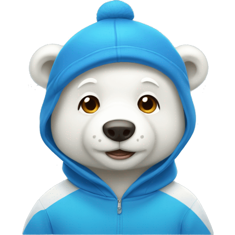 White bear in a blue cap and blue sweatshirt emoji