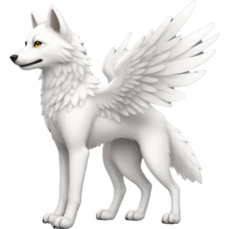 White Winged Wolf full body emoji