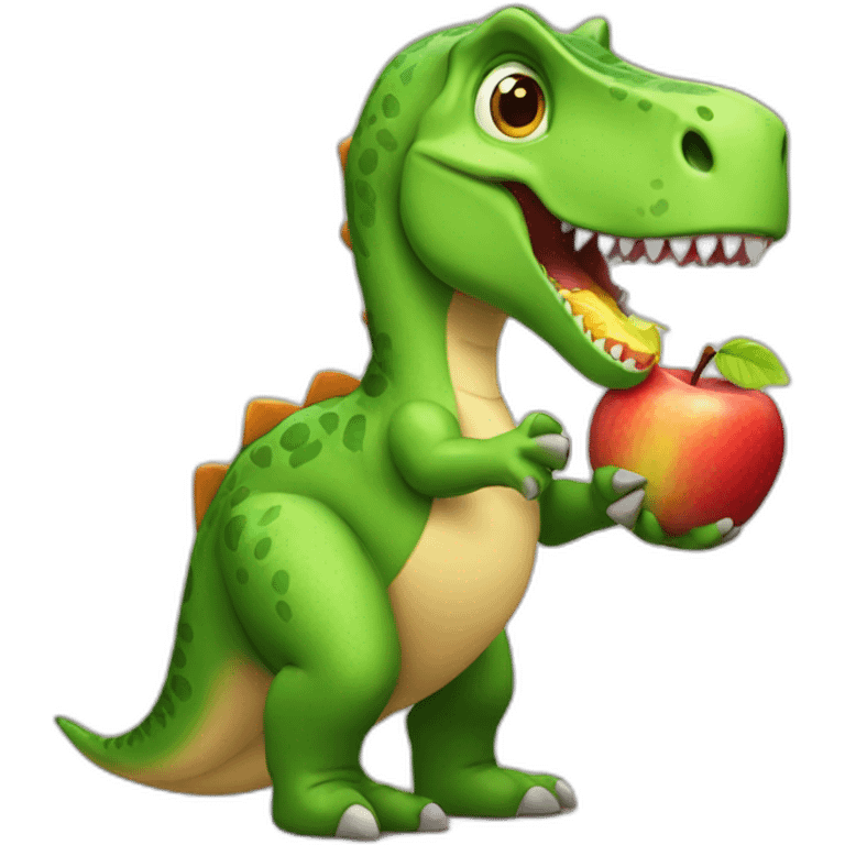 Dinosaur eating apple emoji