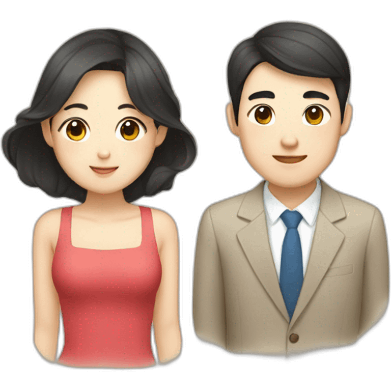 a couple of korean man and vietnamese woman emoji