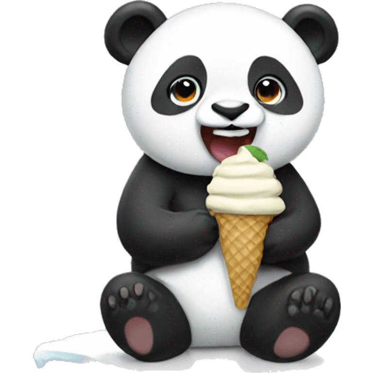 Panda eating ice cream emoji