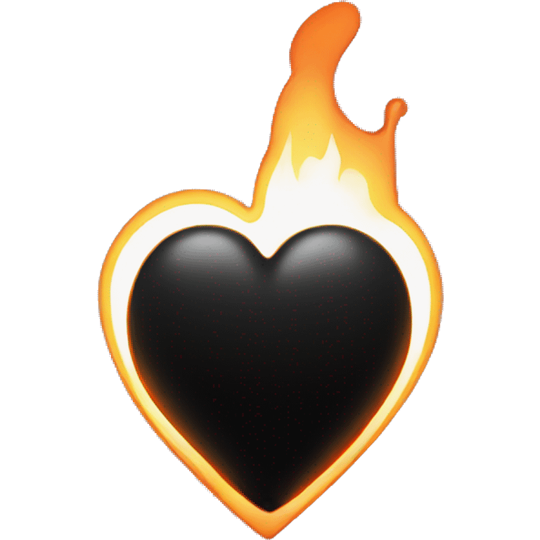 Black heart orange flame emoji