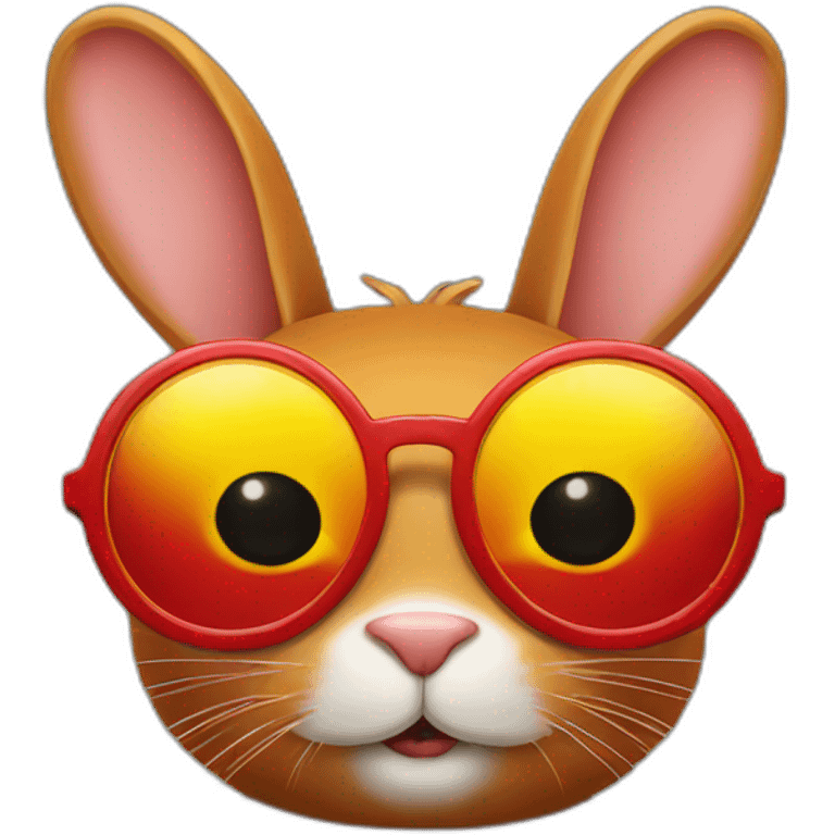 red rabbit with yellow round sunglasses emoji