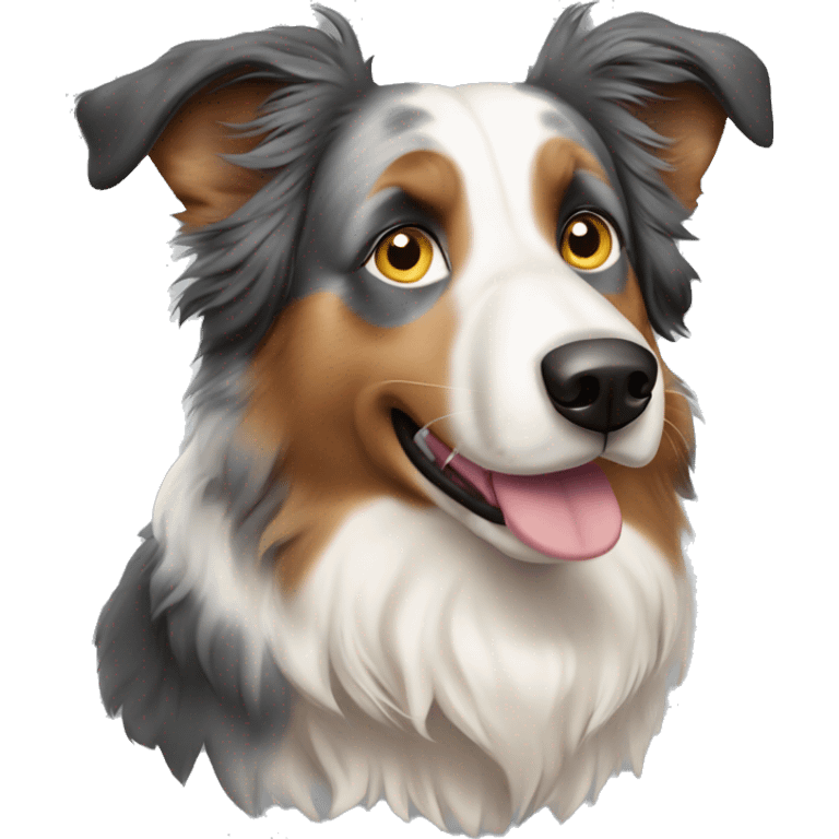 very old and fragile australian shepherd with pointy ears walking emoji