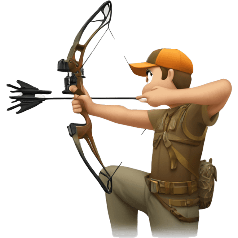 Bow hunter drawing his bow aiming at big buck emoji