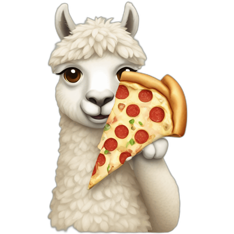 Alpaca eating pizza emoji