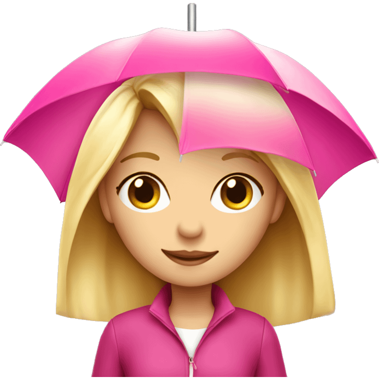 Blond girl holding pink umbrella emoji