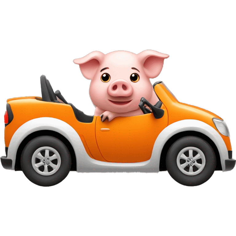 Pig driving orange car emoji