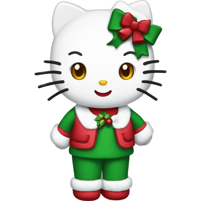 Hello kitty with Christmas clothes emoji