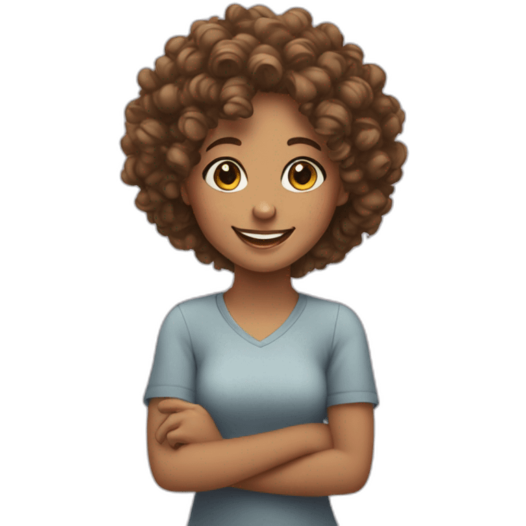 Girl with curly hair smiling  emoji