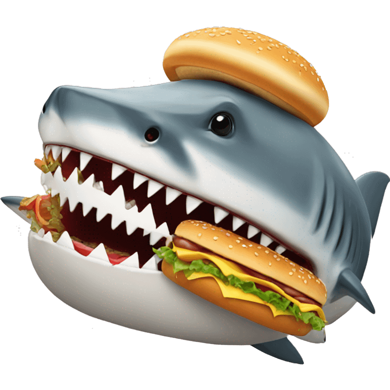 Shark eating a hamburger emoji