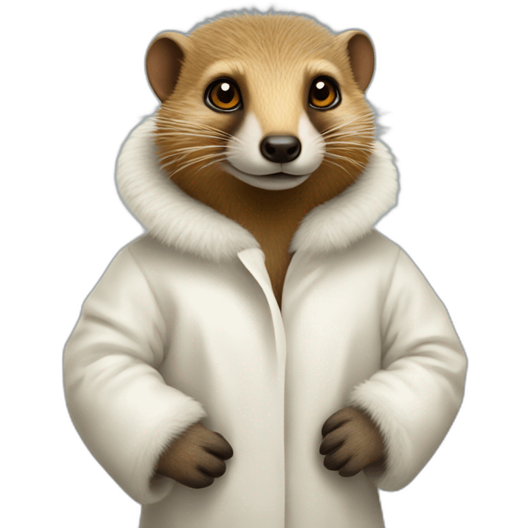 mongoose wearing a fur white coat emoji