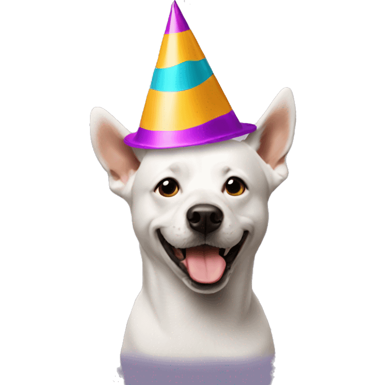 A dog wearing a party hat emoji