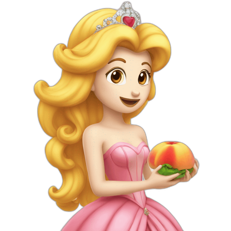 Princesse peach qui mange un champignon emoji