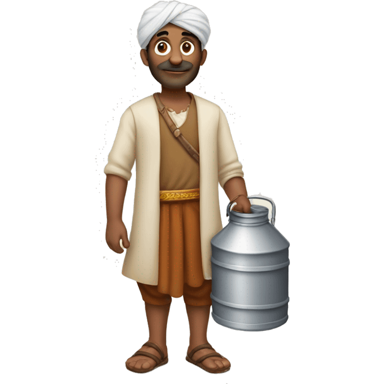 An indian man with a milk can in his hand emoji