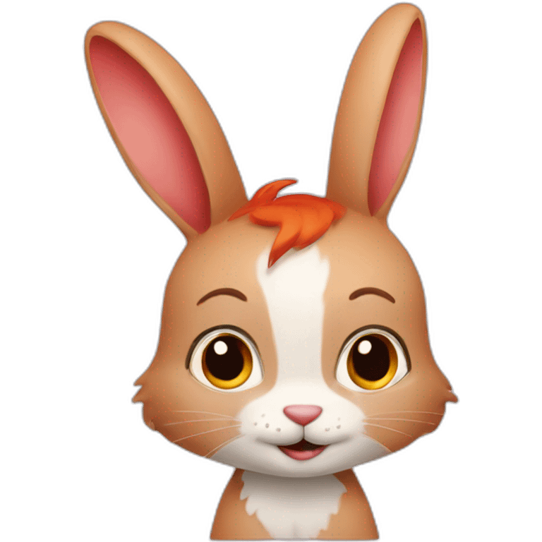 a bunny with red hair like a person emoji